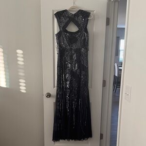 Elegant Navy Blue Sequin Gown
